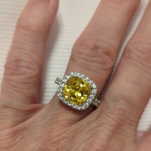 Elegant Yellow Gemstone Silver Ring